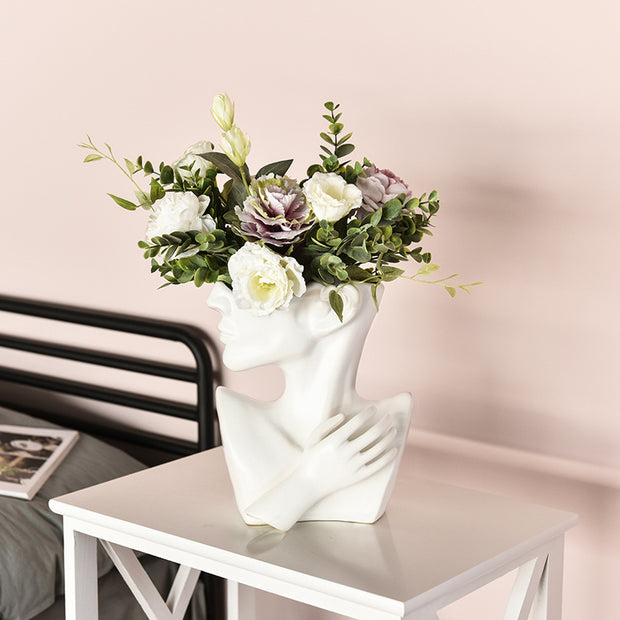 Modern Nordic Style Creative Portrait Vase Human Head Flower Vases Decorative