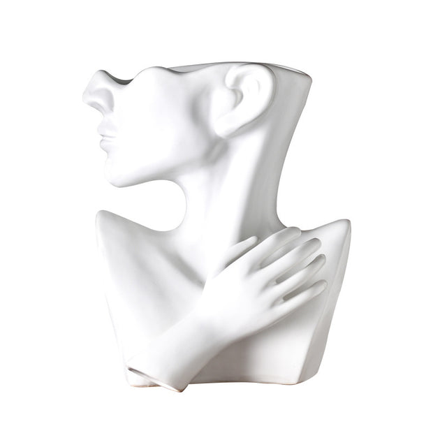 Modern Nordic Style Creative Portrait Vase Human Head Flower Vases Decorative