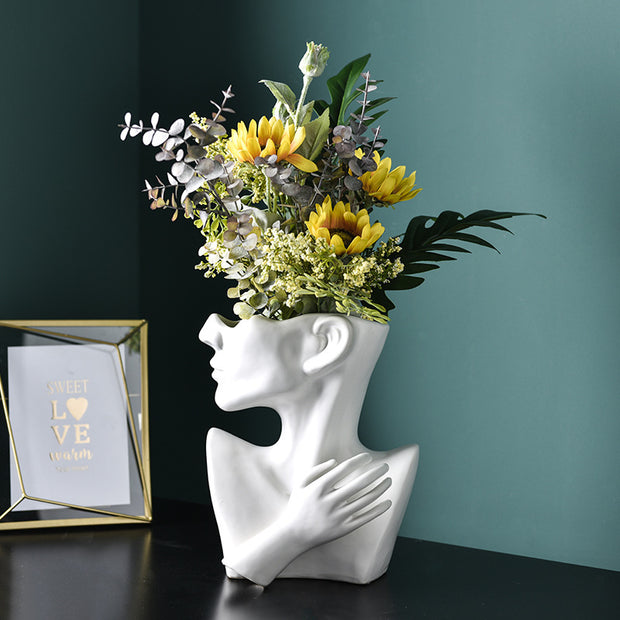 Modern Nordic Style Creative Portrait Vase Human Head Flower Vases Decorative