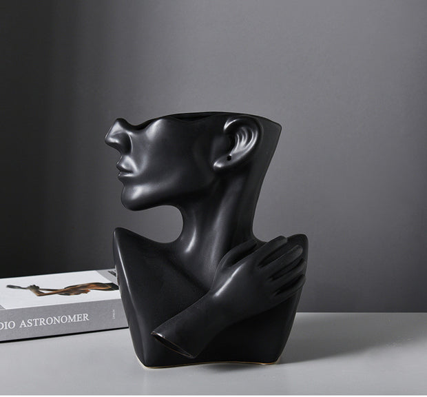 Modern Nordic Style Creative Portrait Vase Human Head Flower Vases Decorative