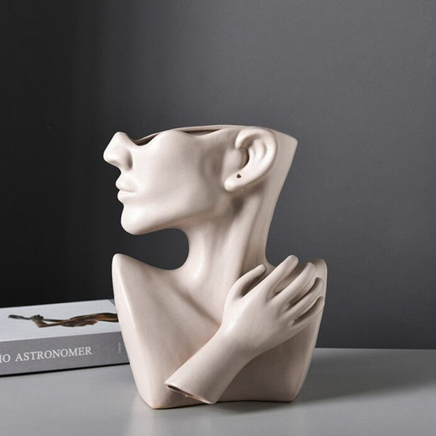 Modern Nordic Style Creative Portrait Vase Human Head Flower Vases Decorative